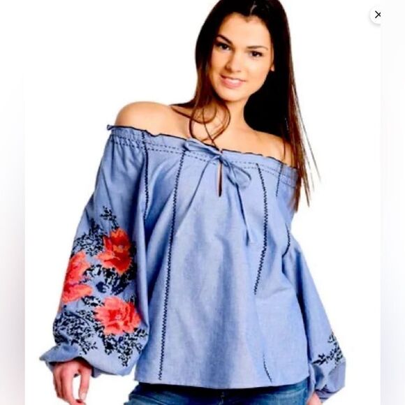 Parker NY Laureena Embroidered Blouse Large - Picture 1 of 10